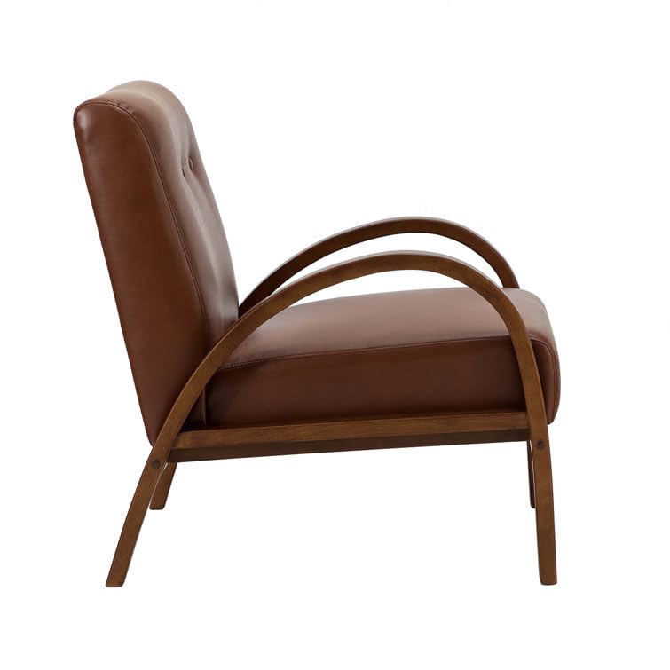 LSFH Unique Design True Innovations Vegaz Accent Chair, Ottoman Armchair with Solid Sagwan Wooden Frame Single Sofa Chair for Small Apartments, Living Room or Bedroom (1 Chair, Dark Brown)