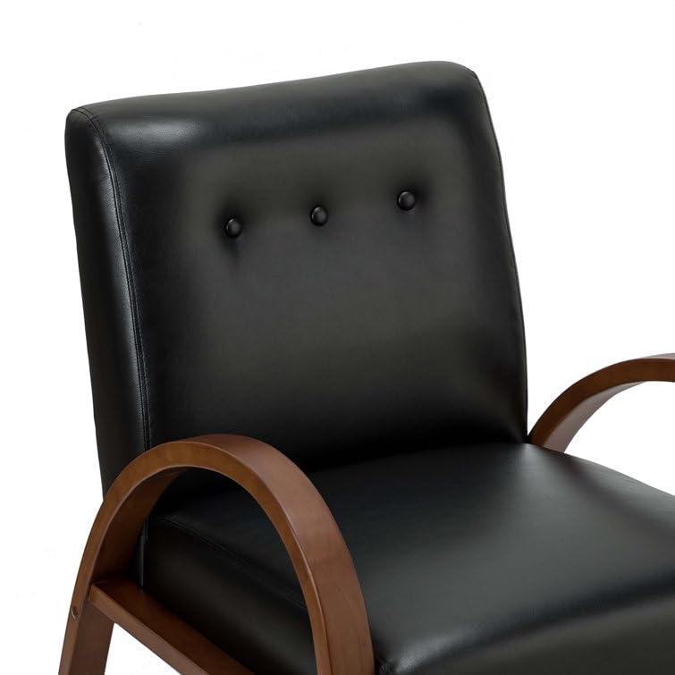 LSFH Unique Design True Innovations Vegaz Accent Chair, Ottoman Armchair with Solid Sagwan Wooden Frame Single Sofa Chair for Small Apartments, Living Room or Bedroom (Set of 2 Chairs, Black)