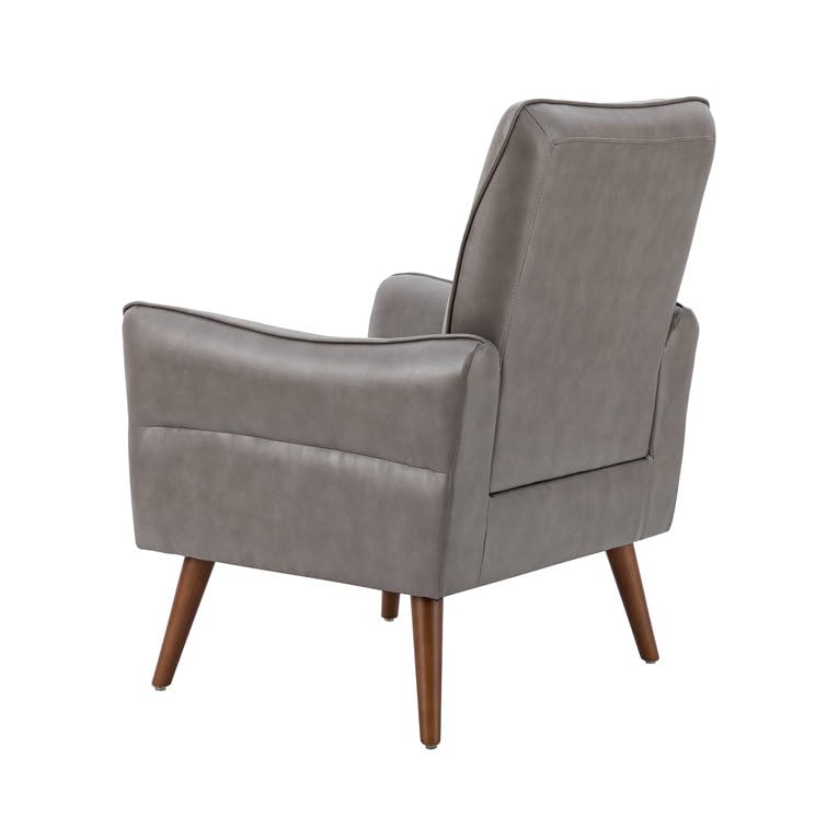 LSFH Unique Design True Innovations Amyle Accent Chair, Ottoman Armchair with Solid Sagwan Wooden Frame Single Sofa Chair for Small Apartments, Living Room or Bedroom (Set of 2 Chairs, Grey)