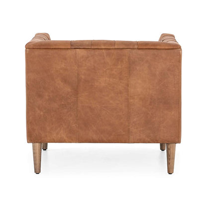 LSFH Unique Design Rollins Button Tufted Accent Chair Armchair with Solid Sagwan Wooden Legs Single Sofa Chair for Small Apartments, Living Room or Bedroom (Set of 2 Chairs, Brown)
