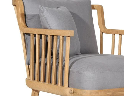 LSFH Unique Design Legaz Organic Shape Fabric Accent Chair Armchair with Solid Sagwan Wooden Frame Single Sofa Chair for Small Apartments, Living Room or Bedroom (Set of 2 Chairs, Grey)