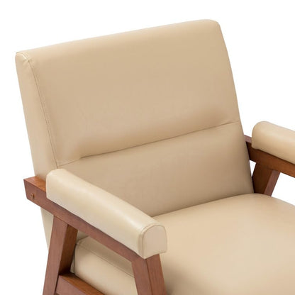 LSFH Unique Design True Innovations Mackenne Accent Chair, Ottoman Armchair with Solid Sagwan Wooden Frame Single Sofa Chair for Small Apartments, Living Room or Bedroom (Set of 2 Chairs, Beige)