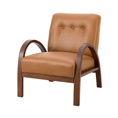 LSFH Unique Design True Innovations Vegaz Accent Chair, Ottoman Armchair with Solid Sagwan Wooden Frame Single Sofa Chair for Small Apartments, Living Room or Bedroom (Set of 2 Chairs, Brown)