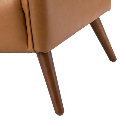 LSFH Unique Design True Innovations Amyle Accent Chair, Ottoman Armchair with Solid Sagwan Wooden Frame Single Sofa Chair for Small Apartments, Living Room or Bedroom (1 Chair, Brown)