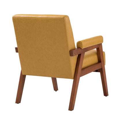 LSFH Unique Design True Innovations Mackenne Accent Chair, Ottoman Armchair with Solid Sagwan Wooden Frame Single Sofa Chair for Small Apartments, Living Room or Bedroom (Set of 2 Chairs, Brown)