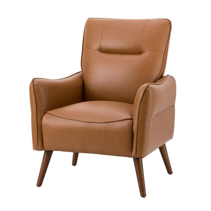 LSFH Unique Design True Innovations Amyle Accent Chair, Ottoman Armchair with Solid Sagwan Wooden Frame Single Sofa Chair for Small Apartments, Living Room or Bedroom (Set of 2 Chairs, Brown)