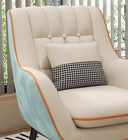 LSFH Unique Design True Innovations Nordic Light Accent Chair, Armchair with Solid Sagwan Wooden Frame for Small Apartments, Living Room or Bedroom (1 Chair, Beige & Sky Blue)
