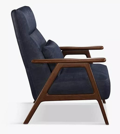 LSFH Unique Design True Innovations High Back Hendricks Leatherette Accent with Solid Sagwan Wooden Frame Single Sofa for Small Apartments, Living Room or Bedroom (1 Chair, Blue)