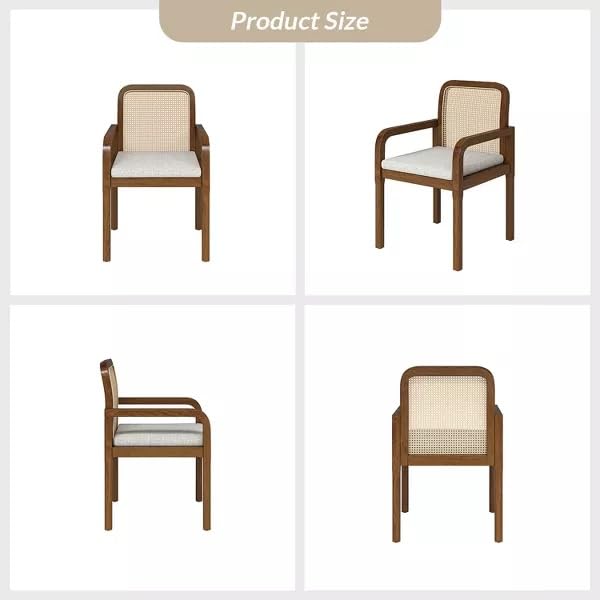 LSGF Luxury Design Traditional Rattan Cane Hulalaz Armchair Accent Chair with Solid Sagwan Wooden Legs Sofa Set for Small Apartments, Living Room or Bedroom (Set of 2 Chairs, Natural Finishing)