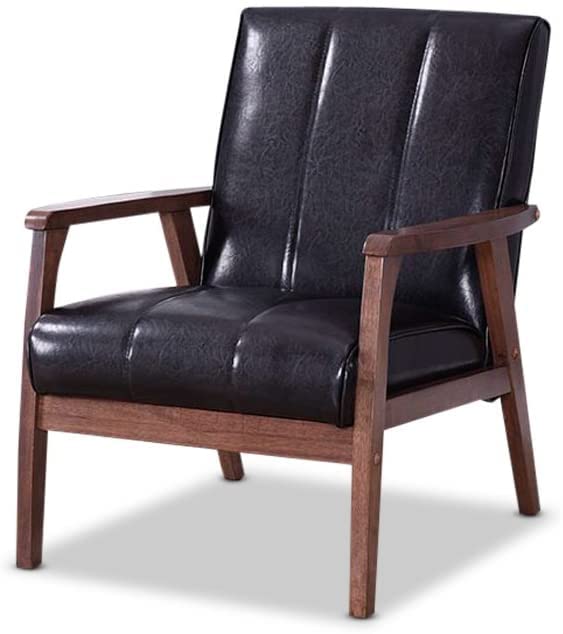 LSFH Unique Design Nikko Channel Tufted Accent Chair Armchair with Solid sagwan Wooden Frame Single Sofa Chair for Small Apartments, Living Room or Bedroom (1 Chair, Black)