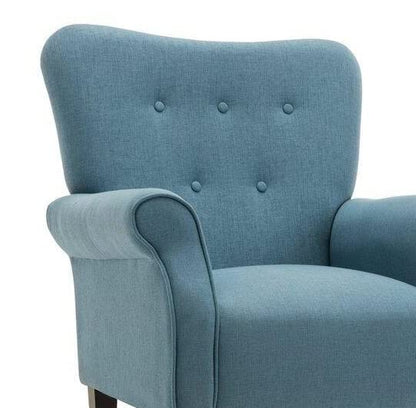 LSFH Unique Design Versatile Button Tufted Fabric Accent Chair Armchair with Solid Sagwan Wooden Frame Single Sofa Chair for Small Apartments, Living Room or Bedroom (1 Chair, Blue)