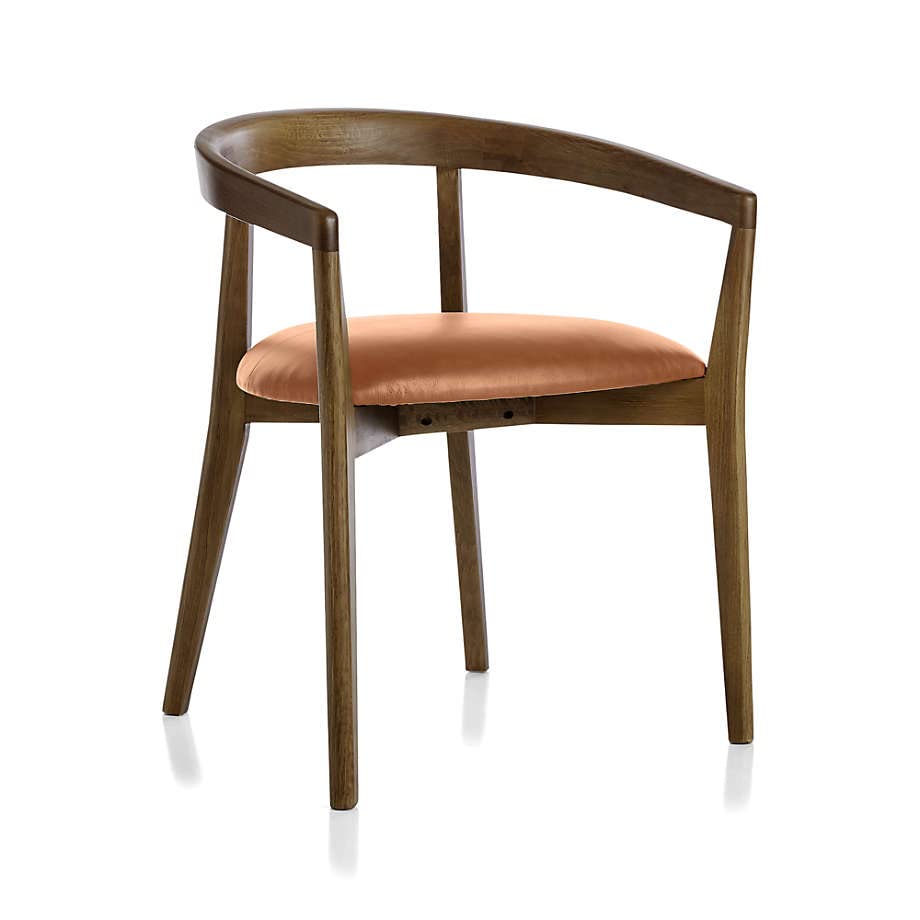 LSFH Unique Design Stone Round Back Dining Chair Accent Chair Armchair with Solid Sagwan Wooden Frame Single Sofa Chair for Small Apartments, Living Room or Bedroom (1 Chair, Brown)
