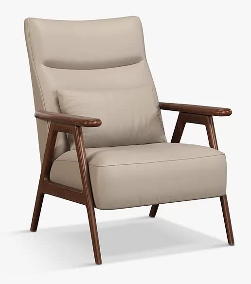 LSFH Unique Design True Innovations High Back Hendricks Leatherette Accent with Solid Sagwan Wooden Frame Single Sofa for Small Apartments, Living Room or Bedroom (1 Chair, Beige)