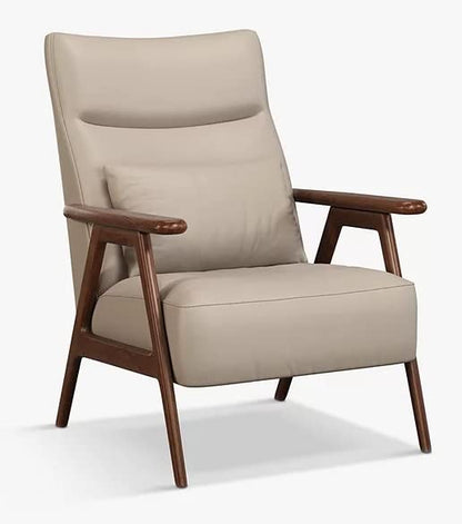 LSFH Unique Design True Innovations High Back Hendricks Leatherette Accent with Solid Sagwan Wooden Frame Single Sofa for Small Apartments, Living Room or Bedroom (Set of 2 Chairs, Beige)