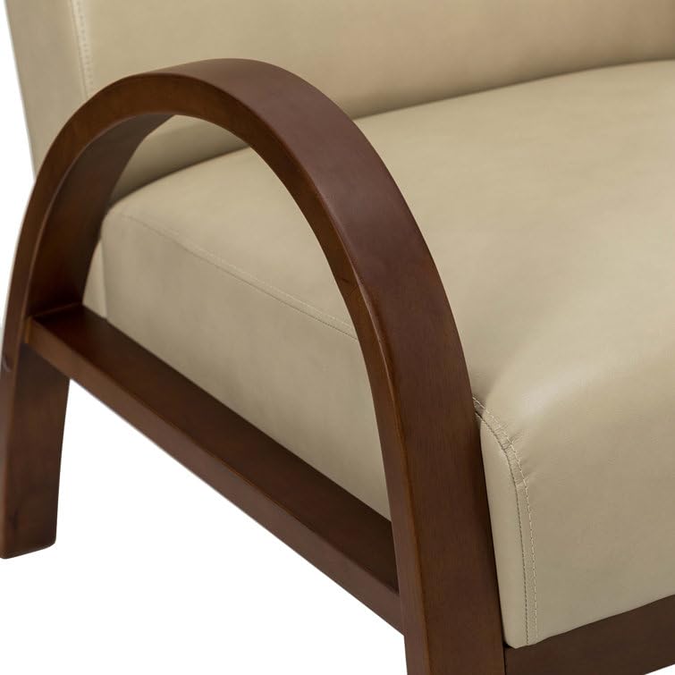 LSFH Unique Design True Innovations Vegaz Accent Chair, Ottoman Armchair with Solid Sagwan Wooden Frame Single Sofa Chair for Small Apartments, Living Room or Bedroom (Set of 2 Chairs, Beige)