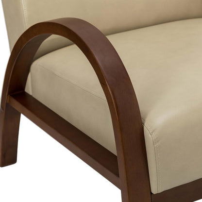 LSFH Unique Design True Innovations Vegaz Accent Chair, Ottoman Armchair with Solid Sagwan Wooden Frame Single Sofa Chair for Small Apartments, Living Room or Bedroom (Set of 2 Chairs, Beige)