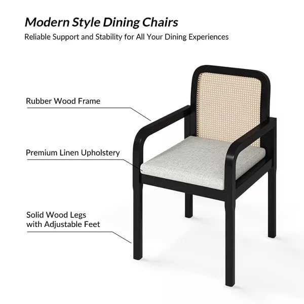 LSGF Luxury Design Traditional Rattan Cane Hulalaz Armchair Accent Chair with Solid Sagwan Wooden Legs Sofa Set for Small Apartments, Living Room or Bedroom (1 Chair, Black Deco Finishing)