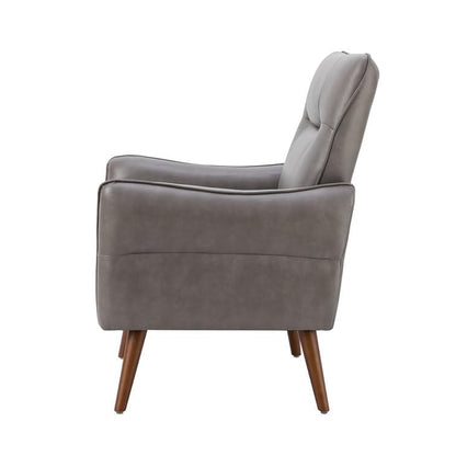 LSFH Unique Design True Innovations Amyle Accent Chair, Ottoman Armchair with Solid Sagwan Wooden Frame Single Sofa Chair for Small Apartments, Living Room or Bedroom (1 Chair, Grey)