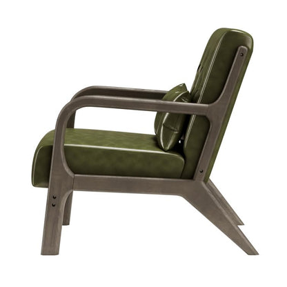 LSFH Unique Design True Innovations Alcie Accent Chair, Ottoman Armchair with Solid Sagwan Wooden Frame Single Sofa Chair for Small Apartments, Living Room or Bedroom (Set of 2 Chairs, Kai Green)