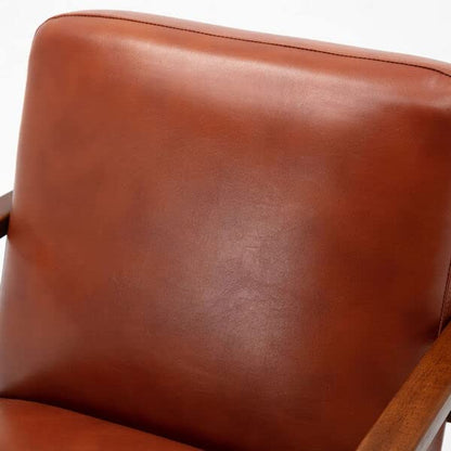 LSFH Unique Design Austin Caramel Leatherette Accent Chair Armchair with Solid Sagwan Wooden Frame Single Sofa Chair for Small Apartments, Living Room or Bedroom (Brown, 1 Chair)