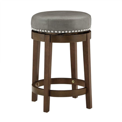 LSFH Unique Design True Innovations Arlettez Swivel Bar Stool with 100% Sagwan Wood Frame 360 Degree Ball & Cast Swivel Pub Height Bar Stool for Shop, Salon, Office and Home (1 Barstool, Grey)