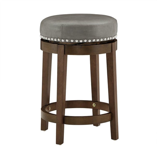 LSFH Unique Design True Innovations Arlettez Swivel Bar Stool with 100% Sagwan Wood Frame 360 Degree Ball & Cast Swivel Pub Height Bar Stool for Shop, Salon, Office and Home (1 Barstool, Grey)