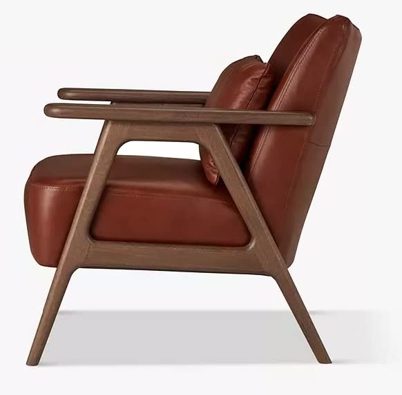 LSFH Unique Design True Innovations Hendricks Leatherette Accent Chair Armchair with Solid Sagwan Wooden Frame Single Sofa Chair for Small Apartments, Living Room or Bedroom (1 Chair, Brown)