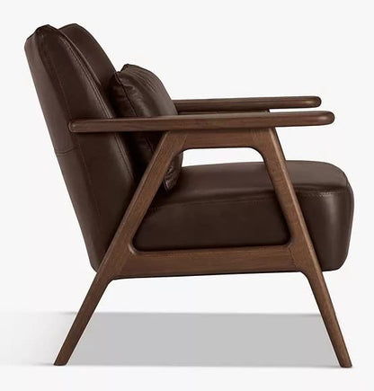 LSFH Unique Design True Innovations Hendricks Leatherette Accent Chair Armchair with Solid Sagwan Wooden Frame Single Sofa Chair for Small Apartments, Living Room or (Set of 2 Chairs, Dark Brown)