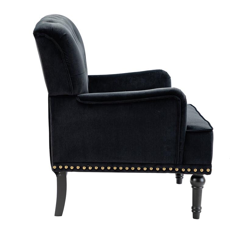 LSFH Unique Design True Innovations Jakuz Accent Chair, Armchair with Solid Sagwan Wooden Frame Single Sofa Chair for Small Apartments, Living Room or Bedroom (Set of 2 Chairs, Black)