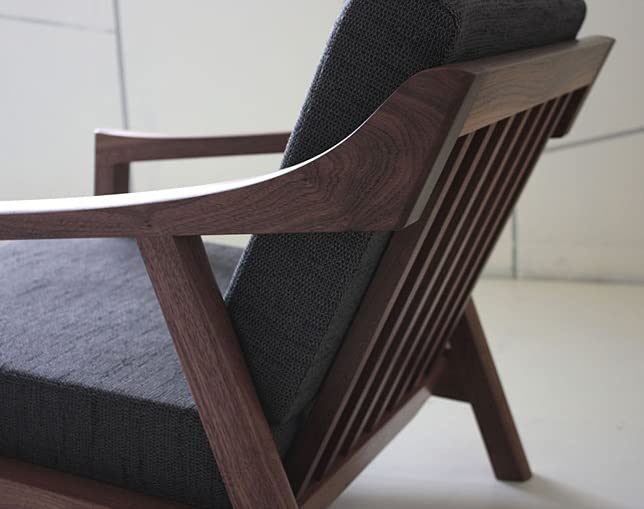 LSFH Unique Design Nemo Organic Shape Fabric Accent Chair Armchair with Solid Sagwan Wooden Frame Single Sofa Chair for Small Apartments, Living Room or Bedroom (1 Chair, Charcole)
