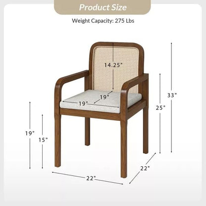 LSGF Luxury Design Traditional Rattan Cane Hulalaz Armchair Accent Chair with Solid Sagwan Wooden Legs Sofa Set for Small Apartments, Living Room or Bedroom (Set of 2 Chairs, Natural Finishing)