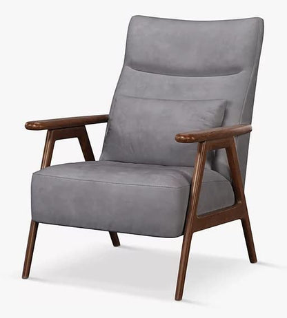LSFH Unique Design True Innovations High Back Hendricks Leatherette Accent with Solid Sagwan Wooden Frame Single Sofa for Small Apartments, Living Room or Bedroom (Set of 2 Chairs, Grey)