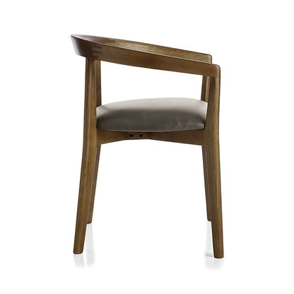 LSFH Unique Design Stone Round Back Dining Chair Accent Chair Armchair with Solid Sagwan Wooden Frame Single Sofa Chair for Small Apartments, Living Room or Bedroom (Set of 2 Chairs, Grey)