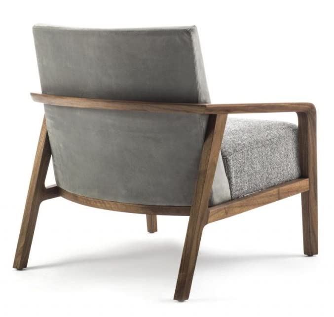 LSFH Unique Design Riva Accent Chair Armchair with Solid Sagwan Wooden Frame Single Sofa Chair for Small Apartments, Living Room or Bedroom (1 Chair, Grey)