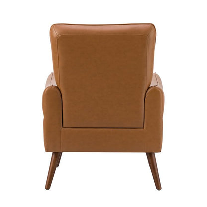 LSFH Unique Design True Innovations Amyle Accent Chair, Ottoman Armchair with Solid Sagwan Wooden Frame Single Sofa Chair for Small Apartments, Living Room or Bedroom (1 Chair, Brown)