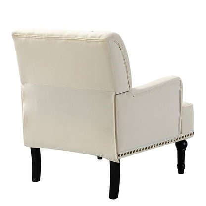 LSFH Unique Design True Innovations Jakuz Accent Chair, Armchair with Solid Sagwan Wooden Frame Single Sofa Chair for Small Apartments, Living Room or Bedroom (1 Chair, Cream)