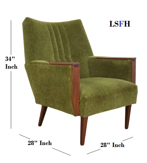 LSFH Unique Design True Innovations Danis Accent Chair with Channel Tufted Back Cushioned Armchair Single Sofa Chair for Small Apartments, Living Room or Bedroom (1 Chair, Green)