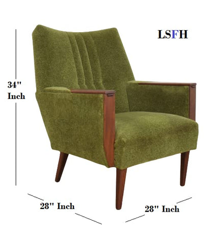 LSFH Unique Design True Innovations Danis Accent Chair with Channel Tufted Back Cushioned Armchair Single Sofa Chair for Small Apartments, Living Room or Bedroom (1 Chair, Green)