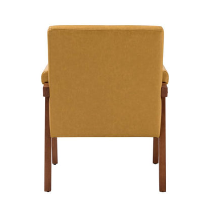 LSFH Unique Design True Innovations Mackenne Accent Chair, Ottoman Armchair with Solid Sagwan Wooden Frame Single Sofa Chair for Small Apartments, Living Room or Bedroom (Set of 2 Chairs, Brown)