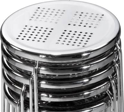LSFH Unique Design Office Stainless Steel Stool Chrome Finishing Steel Stool Round Shape for Small Apartments, Living Room or Bedroom (Set of 1)