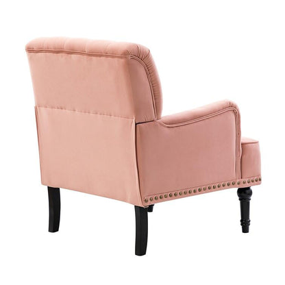 LSFH Unique Design True Innovations Jakuz Accent Chair, Armchair with Solid Sagwan Wooden Frame Single Sofa Chair for Small Apartments, Living Room or Bedroom (Set of 2 Chairs, Pink)