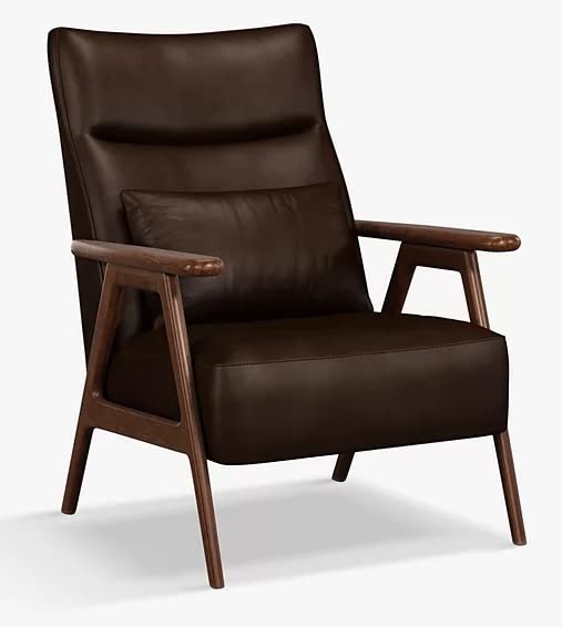 LSFH Unique Design True Innovations High Back Hendricks Leatherette Accent with Solid Sagwan Wooden Frame Single Sofa for Small Apartments, Living Room or Bedroom (Set of 2 Chairs, Dark Brown)