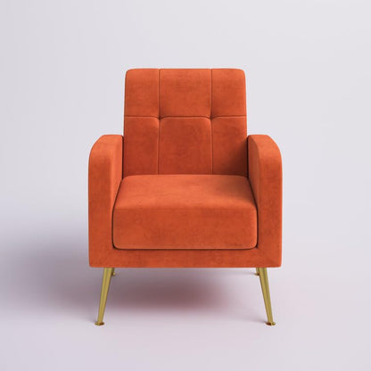 LSFH Unique Design True Innovations Florianaz Accent Chair, Armchair with Solid Sagwan Wooden Frame Single Sofa Chair for Small Apartments, Living Room or Bedroom (Set of 2 Chairs, Orange)