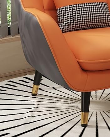 LSFH Unique Design True Innovations Nordic Light Accent Chair, Armchair with Solid Sagwan Wooden Frame for Small Apartments, Living Room or Bedroom (1 Chair, Contrast Orange)