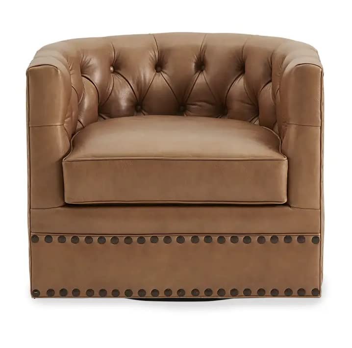 LSFH Unique Design True Innovations Lennoz Swivel 360 Degree Accent Chair Armchair Single Sofa Chair for Small Apartments, Living Room or Bedroom (Set of 2 Chairs, Brown)