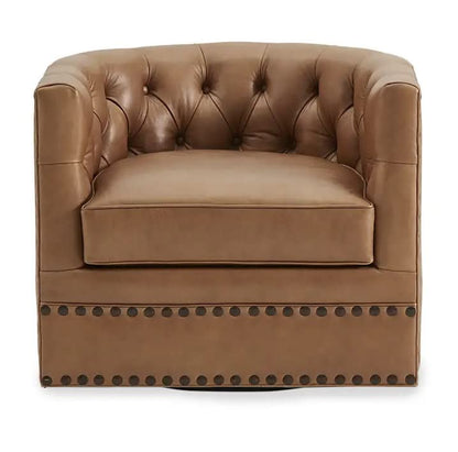 LSFH Unique Design True Innovations Lennoz Swivel 360 Degree Accent Chair Armchair Single Sofa Chair for Small Apartments, Living Room or Bedroom (Set of 2 Chairs, Brown)