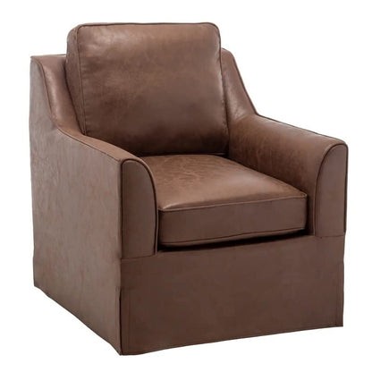 LSFH Unique Design True Innovations Wide Swivel 360 Degree Accent Chair Armchair Single Sofa Chair for Small Apartments, Living Room or Bedroom (1 Chair, Brown)