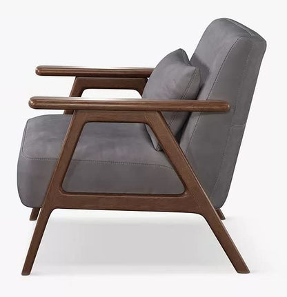 LSFH Unique Design True Innovations Hendricks Leatherette Accent Chair Armchair with Solid Sagwan Wooden Frame Single Sofa Chair for Small Apartments, Living Room or Bedroom (1 Chair, Light Grey)