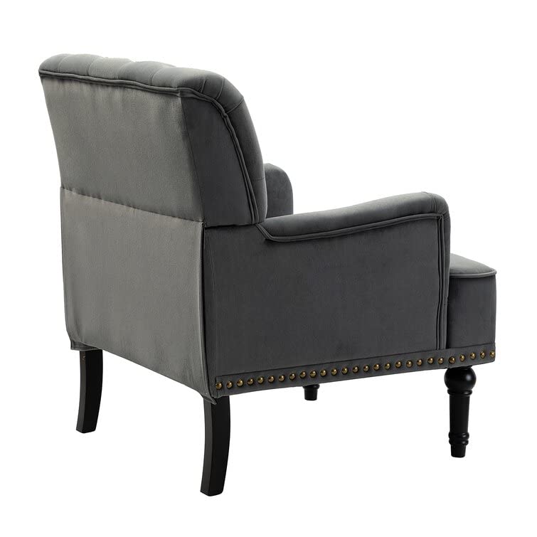 LSFH Unique Design True Innovations Jakuz Accent Chair, Armchair with Solid Sagwan Wooden Frame Single Sofa Chair for Small Apartments, Living Room or Bedroom (1 Chair, Grey)