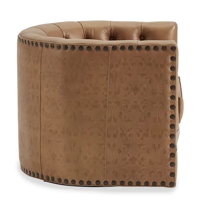 LSFH Unique Design True Innovations Lennoz Swivel 360 Degree Accent Chair Armchair Single Sofa Chair for Small Apartments, Living Room or Bedroom (1 Chair, Brown)